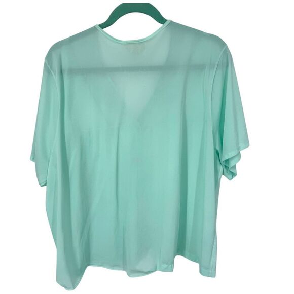 Vintage Dainty Nylon Lace Bed Blouse Top Button Closure Embroidered USA 2XL - Picture 2 of 8